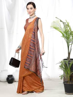 MUSTERD BANDHANI PRINT LINEN TREANDY SAREE 1