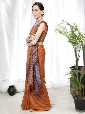 MUSTERD BANDHANI PRINT LINEN TREANDY SAREE 2