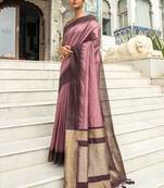 WINE TUSSAR SILK SILK GERGOUS TREANDY SAREE