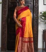 YELLOW TUSSAR SILK SILK GERGOUS TREANDY SAREE