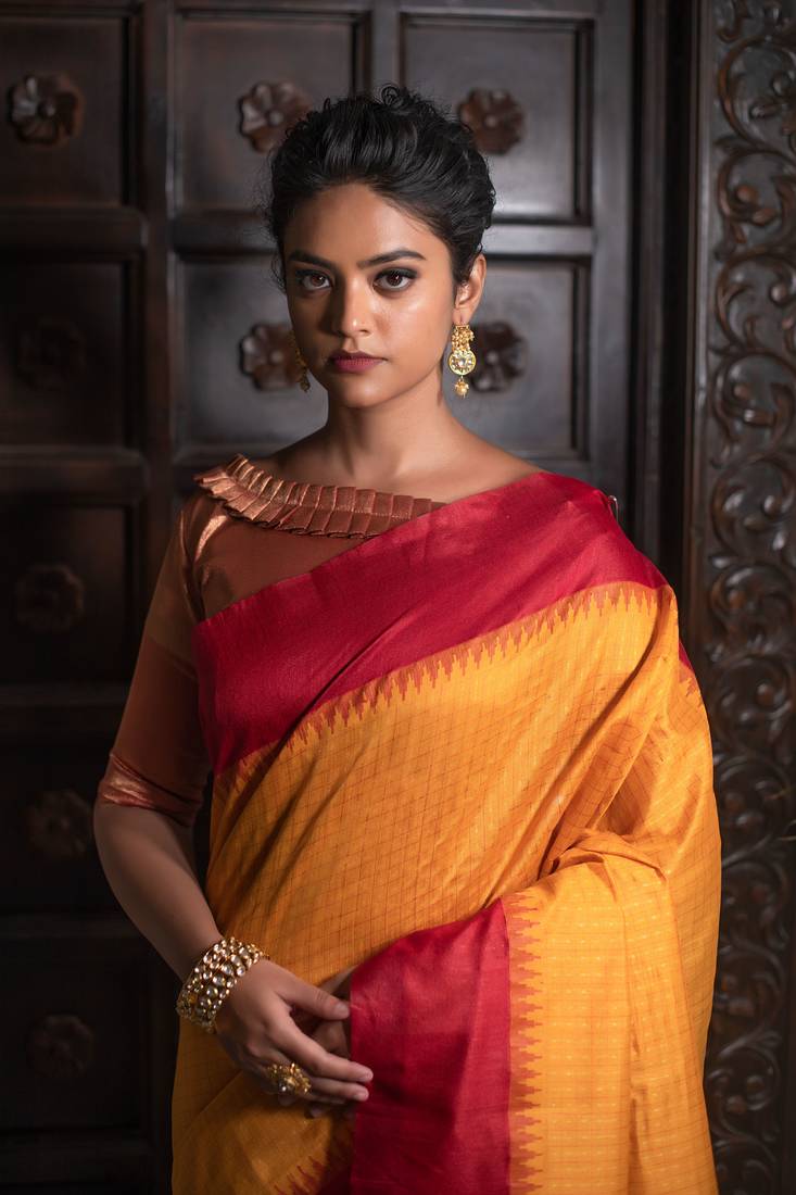 YELLOW TUSSAR SILK SILK GERGOUS TREANDY SAREE
