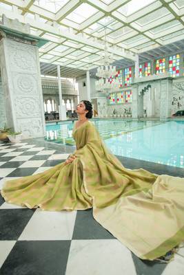 LIGHT MEHNDI LINEN  PRETTY SAREE 3