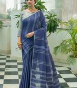 LIGHT BLUE LINEN  PRETTY SAREE