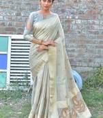 GREY TISSUE ATTRACTIVE SAREE