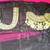 Cream  and  Pink Embroidered Georgette saree with blouse