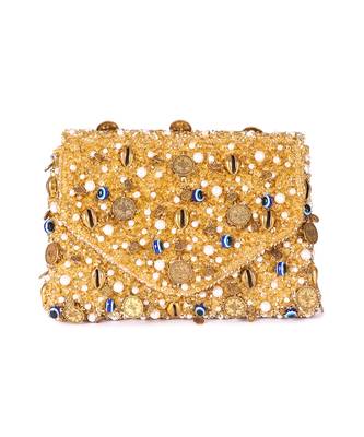 Gold evil eye clutch 1