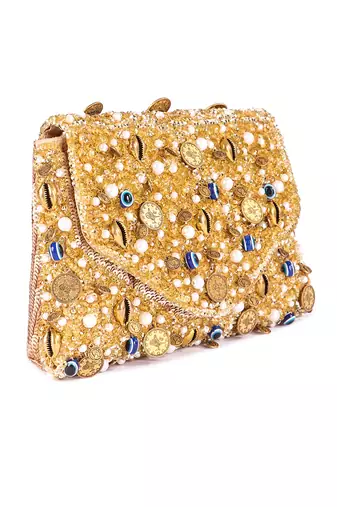 Gold evil eye clutch
