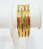 Exclusive gold covering multi colour stone bangles