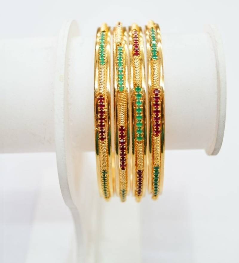 Exclusive gold covering multi colour stone bangles