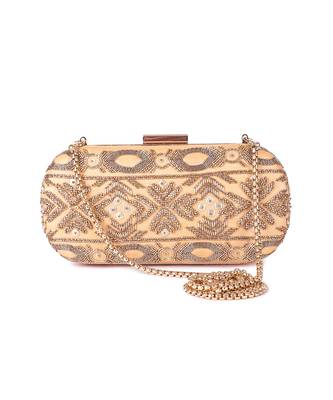 Beige geo bold clutch 1