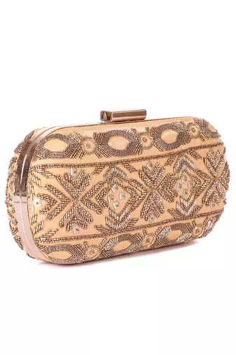 Beige geo bold clutch