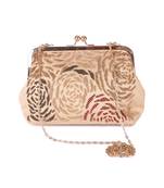 Beige beady roses batua clutch