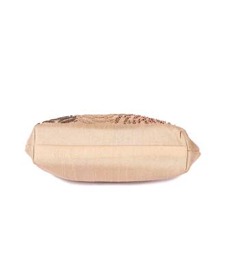 Beige beady roses batua clutch 4