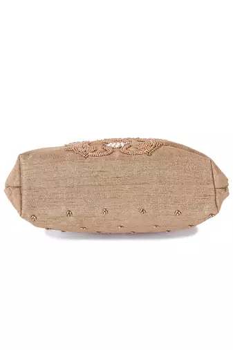 Beige sona guldasta clutch
