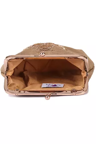 Beige sona guldasta clutch