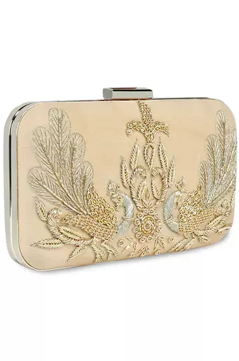 Golden peacock clutch