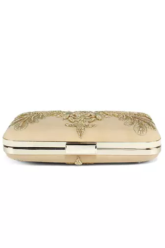 Golden peacock clutch