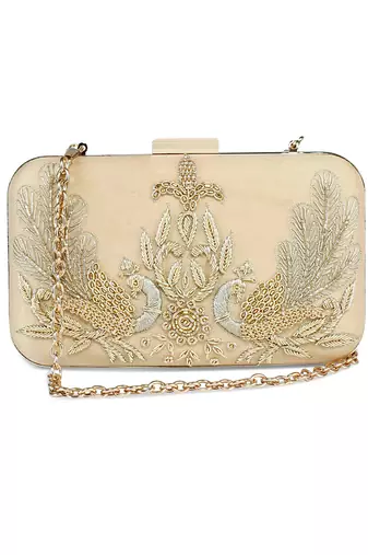 Golden peacock clutch