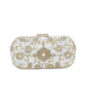 Ice blue flower clutch 1