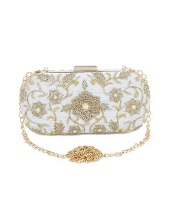 Ice blue flower clutch 2
