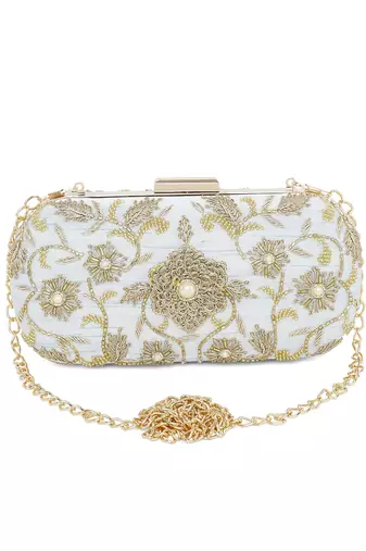 Ice blue flower clutch