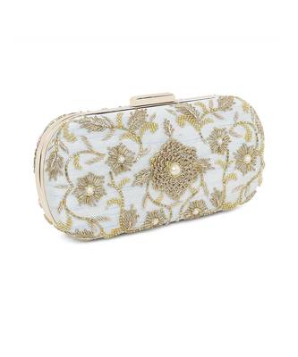 Ice blue flower clutch 3
