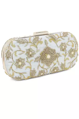 Ice blue flower clutch