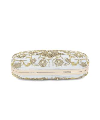 Ice blue flower clutch 4