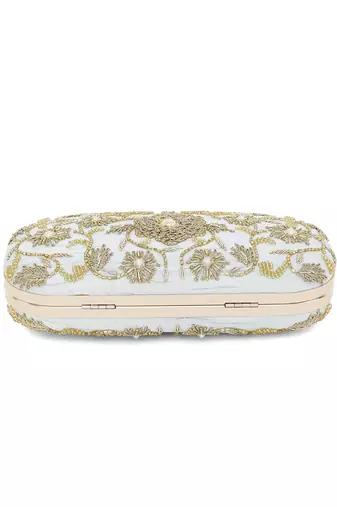 Ice blue flower clutch