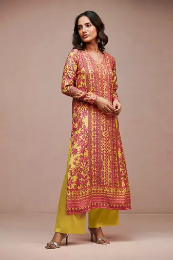 Mustard pitaya kurta set