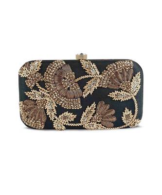 Black zardosi clutch 1