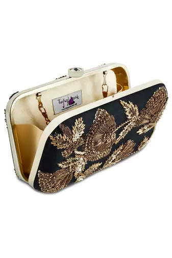 Black zardosi clutch