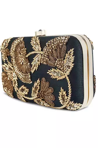 Black zardosi clutch