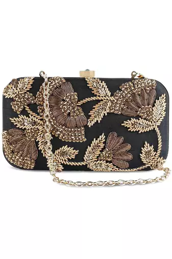 Black zardosi clutch