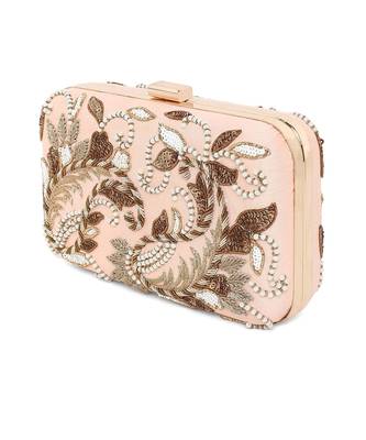Peach double paisley clutch 2