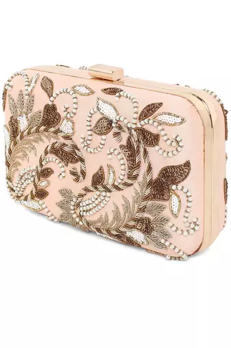 Peach double paisley clutch