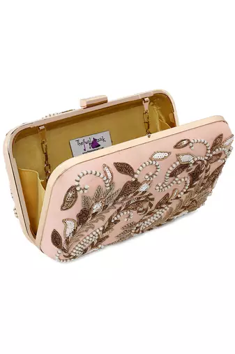 Peach double paisley clutch