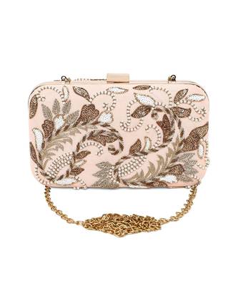 Peach double paisley clutch 4