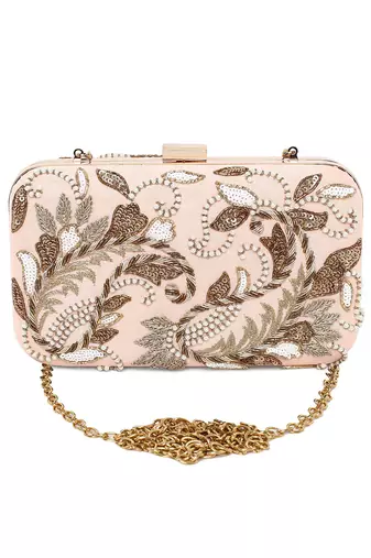 Peach double paisley clutch