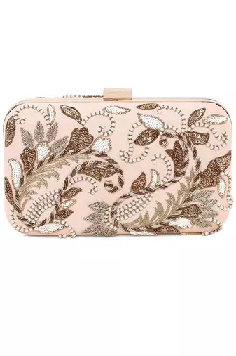 Peach double paisley clutch