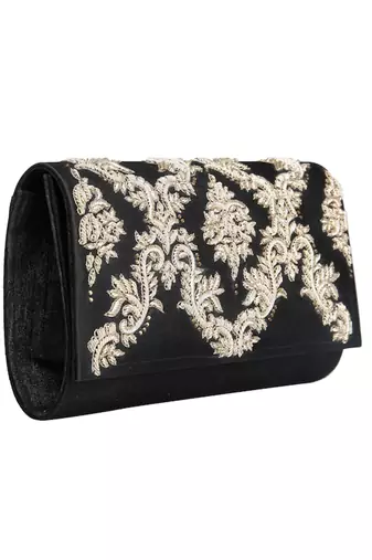 Black zardosi clutch