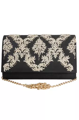 Black zardosi clutch