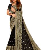 Black heavy zari embroidery border work georgette party wear with blouse