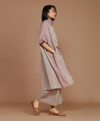 Ivory with mauve striped kaftan dress 3