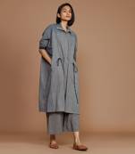 Grey with charcoal striped kaftan dress