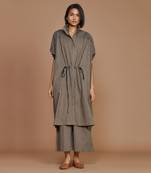 Brown with charcoal striped kaftan dress