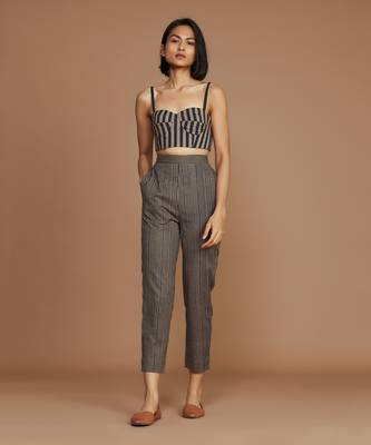 Brown with charcoal striped co ord set 1