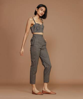 Brown with charcoal striped co ord set 2