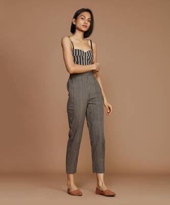 Brown with charcoal striped co ord set 3