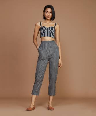 Grey with charcoal striped co ord set 1